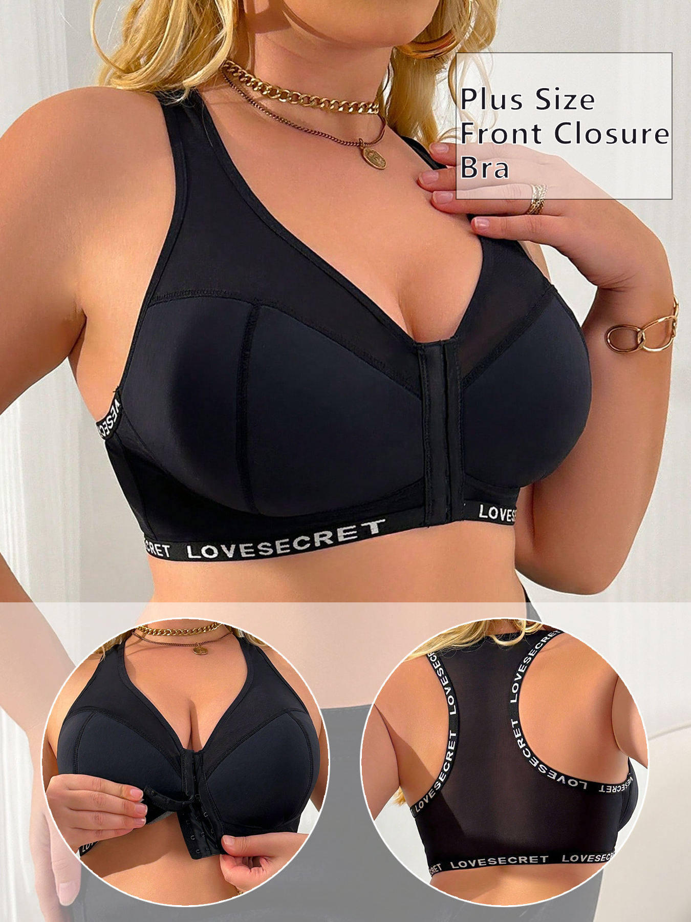 Full Coverage Bra - Women Plus Size Lace Bra Front