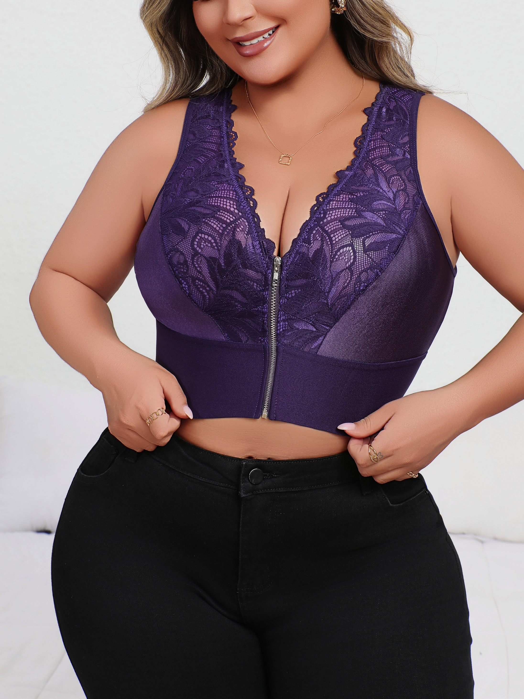 Plunge Bra Push Up - New Arrival Plus Size Sexy Purple