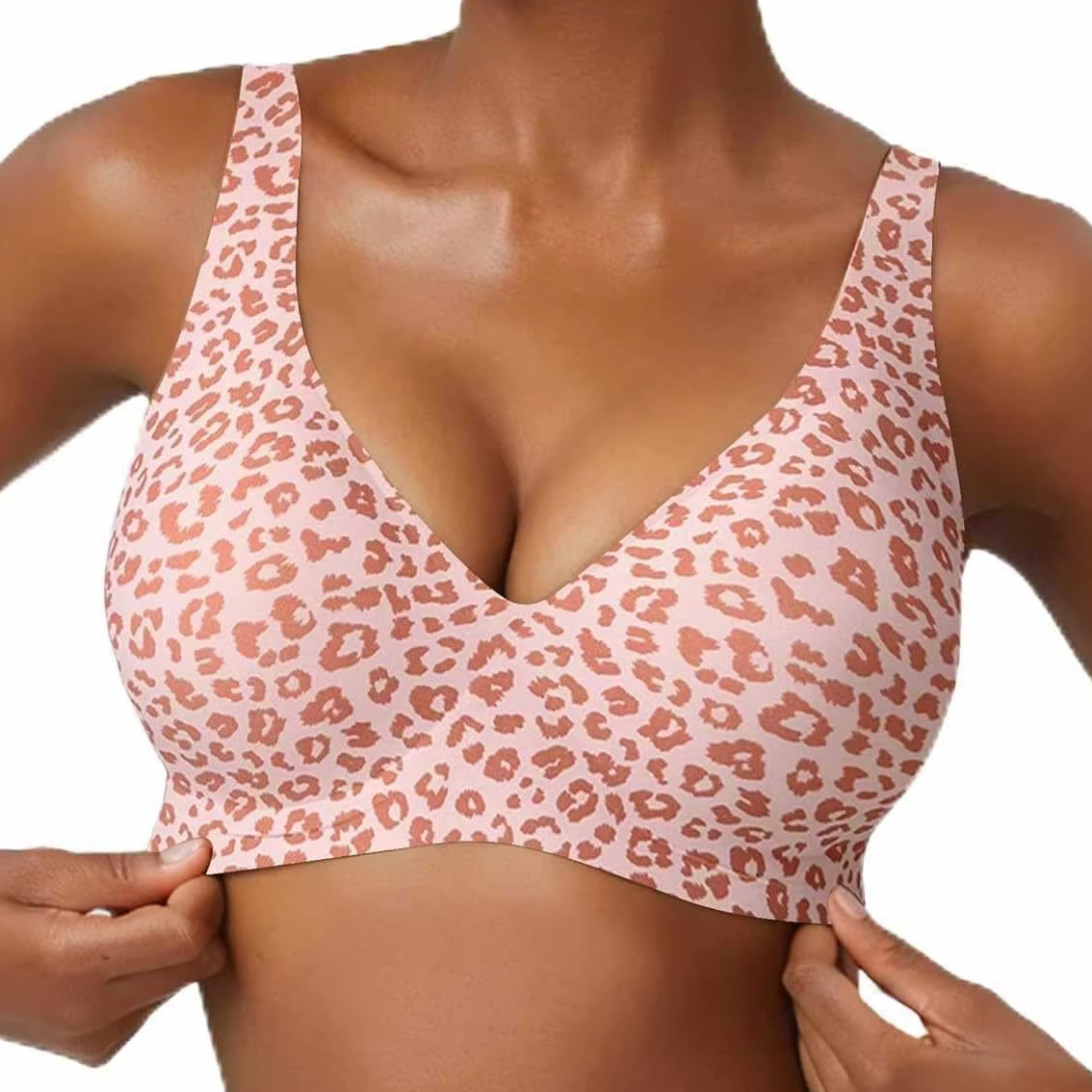 Women's Seamless Pink Leopard  - đánh giá và giá Plunge Bra Push Up