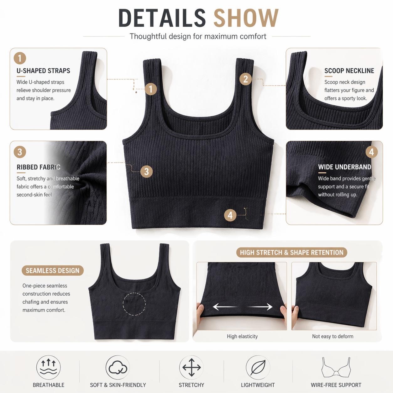 Women Seamless Ribbed Crop Top - đánh giá và giá T Shirt Bra Seamless