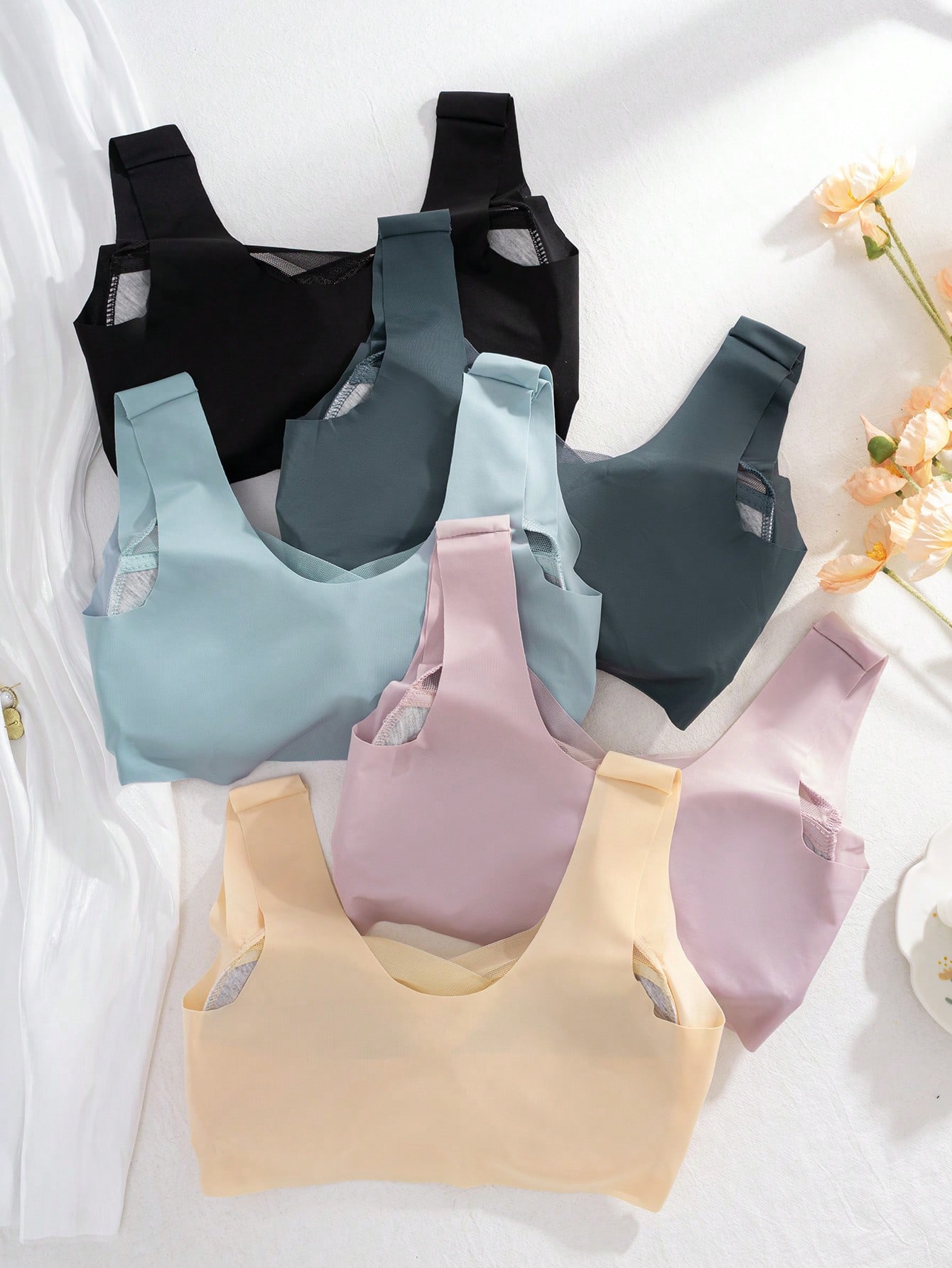 5pcs Women Seamless Ice Silk W - đánh giá và giá Sleep Bra Bralette