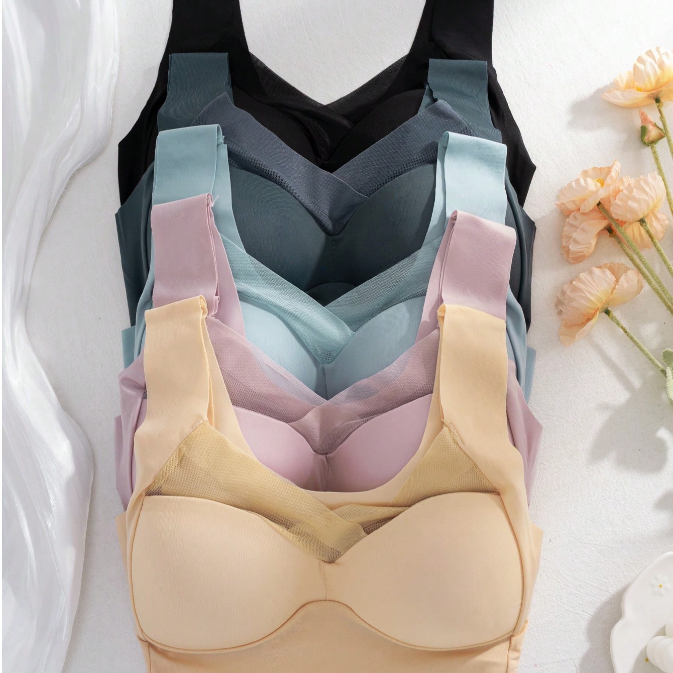 5pcs Women Seamless Ice Silk W - đánh giá và giá Sleep Bra Bralette