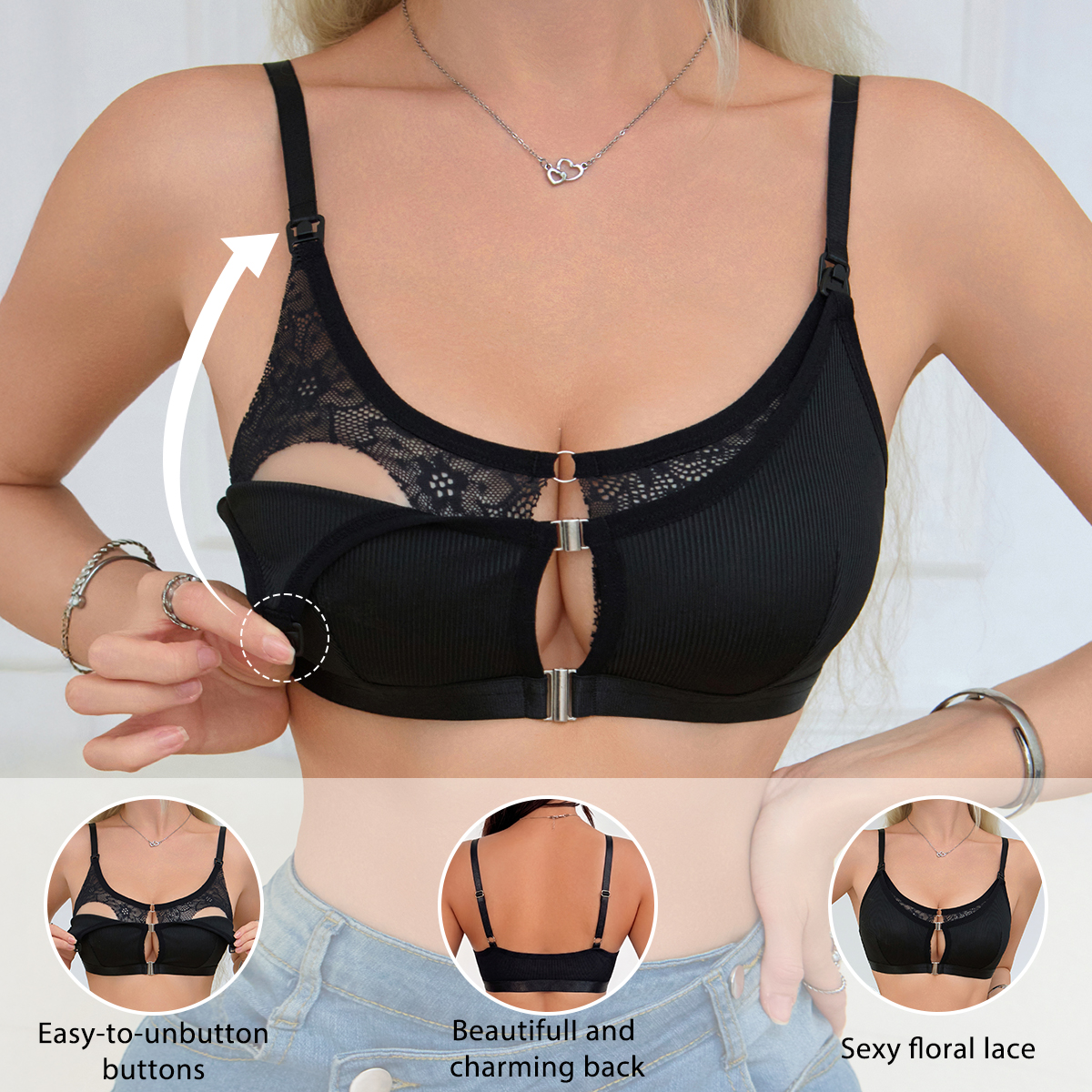 Black Comfortable Front Clasp  - đánh giá và giá Nursing Bra Clip