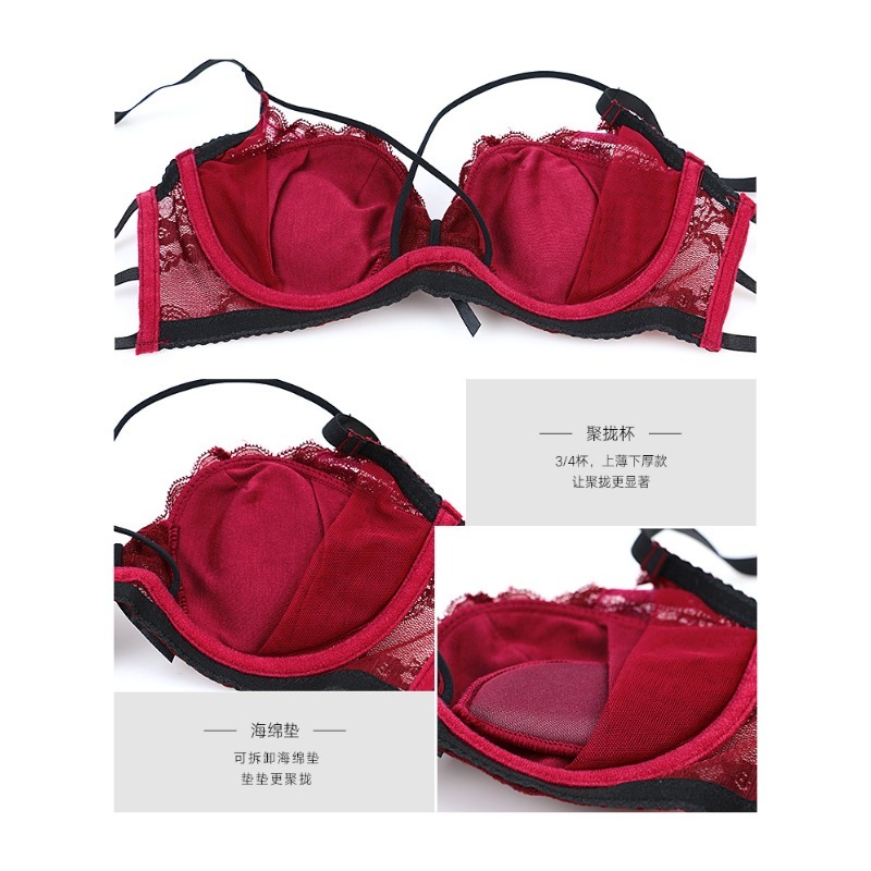 Elegant Lace Half Cup Bra Set, - đánh giá và giá Demi Bra Balconette
