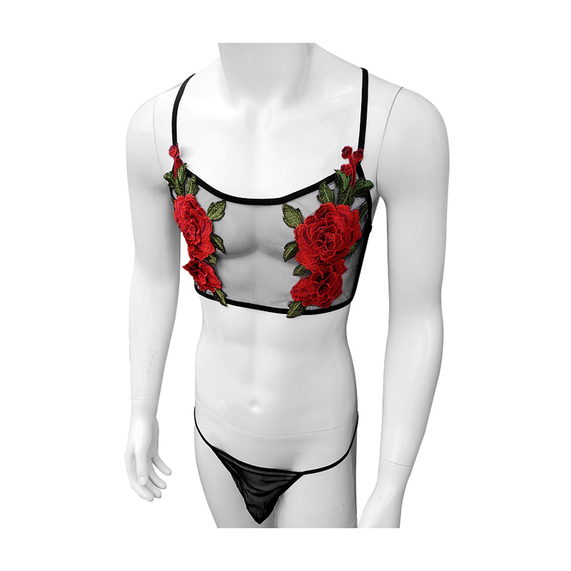 Sexy Embroidery Mens See Throu - đánh giá và giá Sheer Mesh Bra