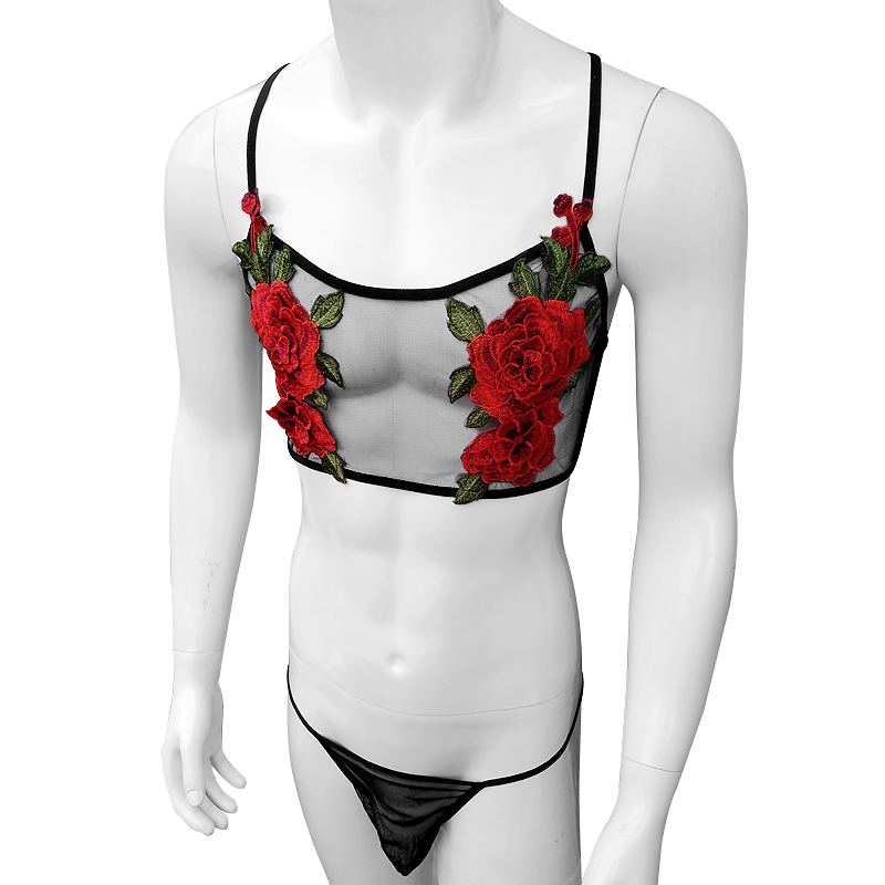 Sexy Embroidery Mens See Throu - đánh giá và giá Sheer Mesh Bra