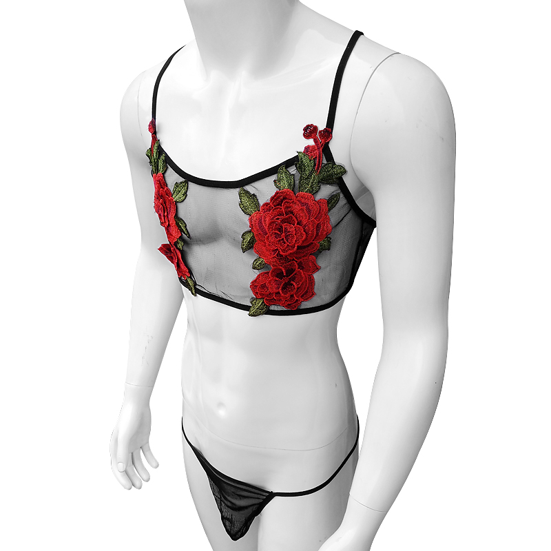 Sexy Embroidery Mens See Throu - đánh giá và giá Sheer Mesh Bra